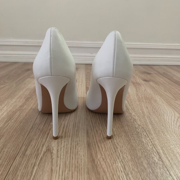 NIB White Leather Pointed-Toe Pumps Made in Italy Heels - Picture 6 of 16